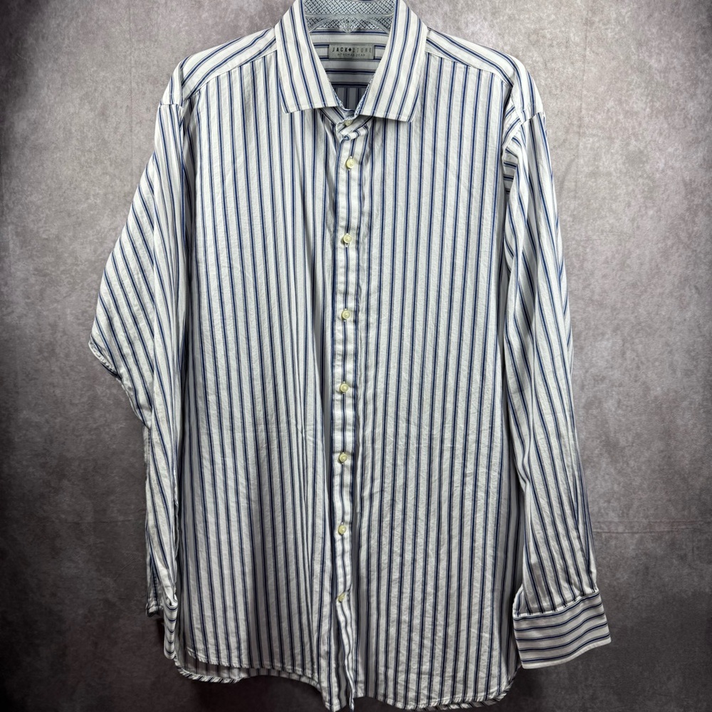 Jack Stone by Thomas Dean‎ Men’s XXL Striped Cotton Long Sleeve Button Up Shirt.